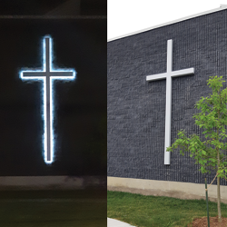 illuminated sign boxes and letters